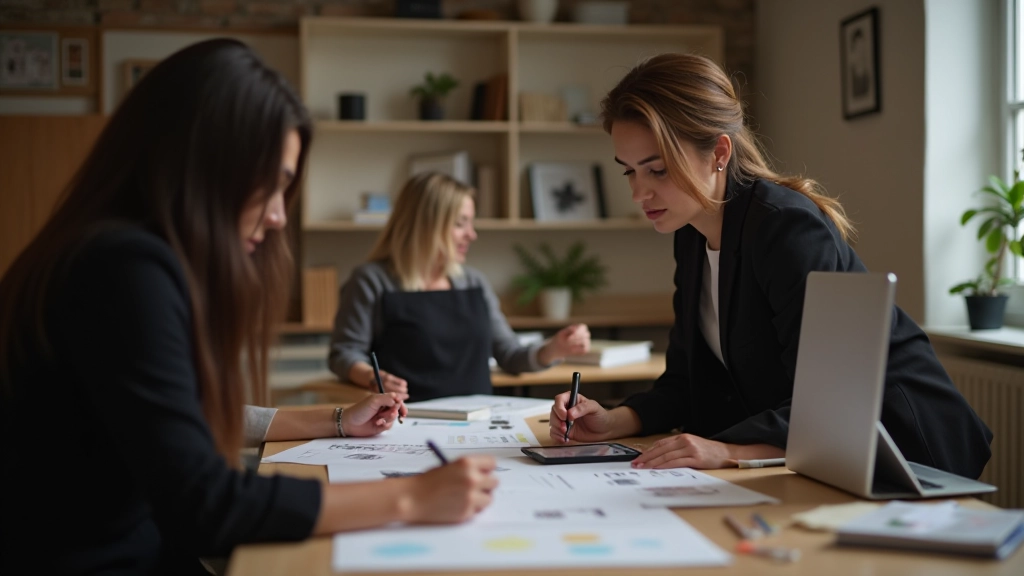 Team di designer al lavoro su progetto di moda