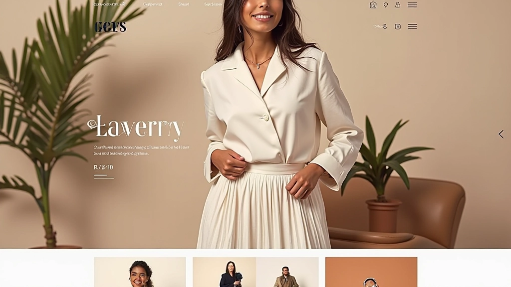 E-commerce di moda di lusso con palette colori elegante, tipografia raffinata e design minimale, interfaccia di vetrina prodotti